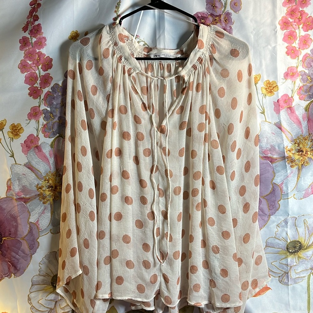 Zara-Beige with Tan Polka Dots-Size XL
